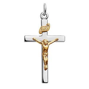 Sterling Silver Two Tone Crucifix Pendant