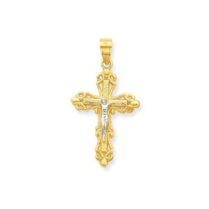 10k & Rhodium Crucifix Pendant
