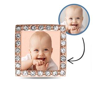 Additional Photo Engraved CZ Square Charm