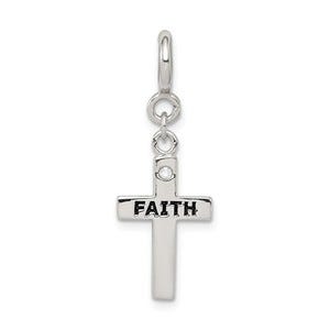 Sterling Silver CZ Faith Cross Clip-on Charm