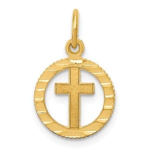 14k Eternal Life Cross Charm