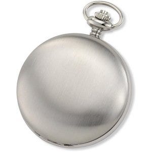 Charles-Hubert Paris Stainless Steel Satin Finish Hunter Case Mechanical Pocket Watch