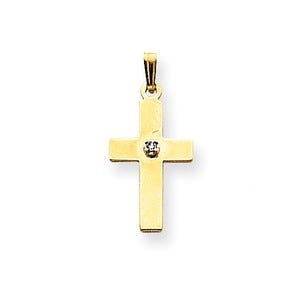 14k Polished .01ct. Diamond Cross Pendant