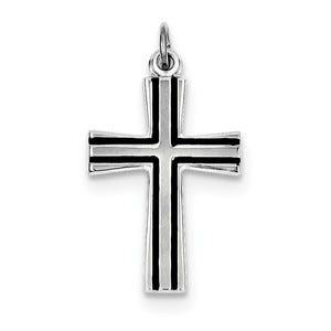 Sterling Silver Rhodium-plated Enameled Latin Cross Charm