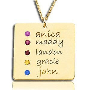 Personalized™ with Five Birthstones Square Pendant