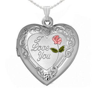 Sterling Silver "I Love You" Heart Photo Locket
