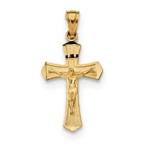 14k Diamond-cut Crucifix Pendant