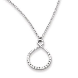 Sterling Silver with CZ Vertical Infinity Symbol Necklace w/ 16 Inch Chain