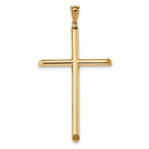 14k Polished Tube Cross Pendant