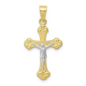 10k & Rhodium Crucifix Pendant