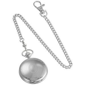 Charles-Hubert Paris Stainless Steel Hunter Case Quartz Pocket Watch