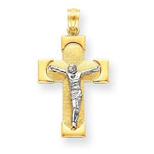 14k Two-tone Gold Crucifix Charm