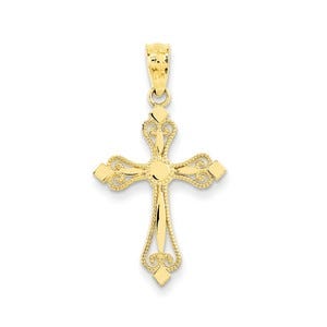 14k Mini Budded Cross Pendant