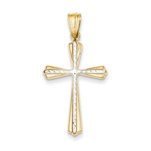14k Two-tone Diamond Cut Cross Pendant