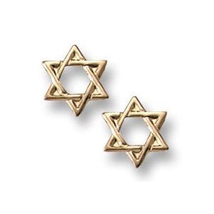 14K Yellow Gold Children's "Star of David" Safety Back Earrings