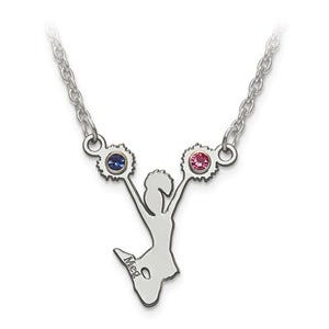 Customized Cheerleader Charm or Pendant with Birthstones