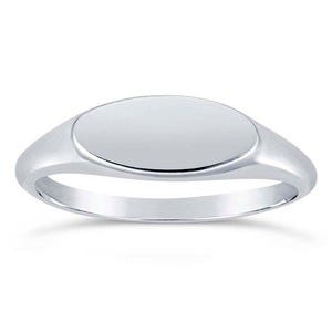 Sterling Silver Women's Sideways Oval Signet Ring