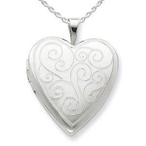 Sterling Silver Swirl Design Heart Photo Locket