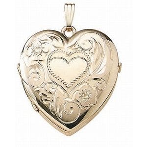 Solid 14K Yellow Gold Heart Four Photo Locket