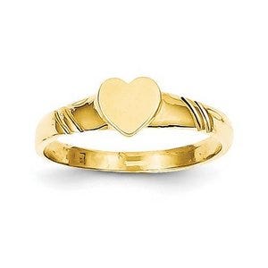 14K Gold Heart Signet Ring