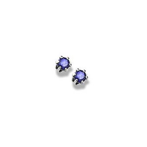 14K  White Gold Child's Genuine Sapphire Birthstone Stud Earrings