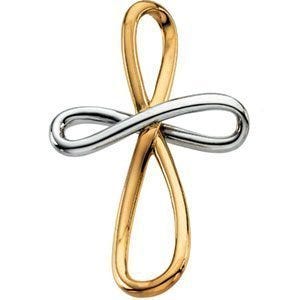14K TWO TONE GOLD METAL FASHION CROSS