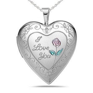 Sterling Silver "I Love You" Heart Photo Locket