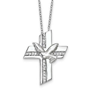 Sterling Silver CZ Confirmation Blessings 18in. Necklace