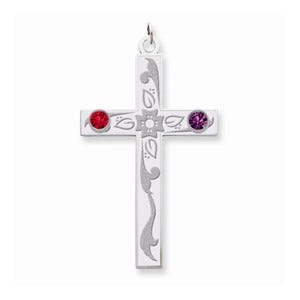 Sterling Silver Crystal Family Cross Pendant