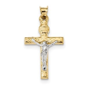 14k Two-Tone Crucifix Pendant