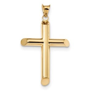 14k Polished Tube Cross Pendant