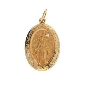 14K Gold Miraculous Medal [H] w/ Diamond