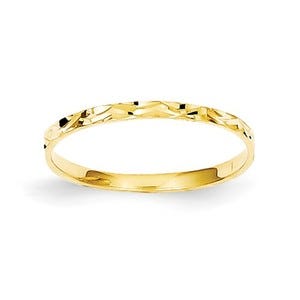 14K Diamond-Cut Zig-Zag Design Band Children's Ring