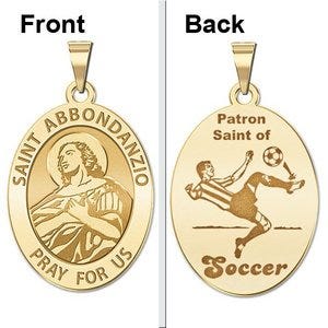 Saint Abbondanzio Oval Double Sided Soccer Religious Medal "EXCLUSIVE"