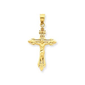 14k Diamond-cut Crucifix Pendant