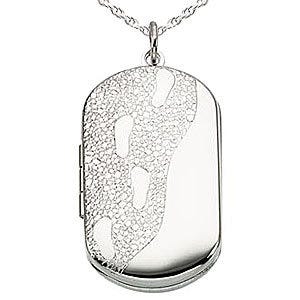 Sterling Silver Foot Prints Dog Tag Photo Locket