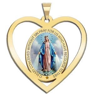 Miraculous Medal Heart Shaped Color Cut-out "EXCLUSIVE"