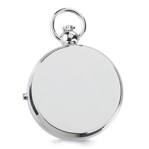 Charles Hubert Double Engraving Quartz Photo Pocket Watch - Chrome Tone