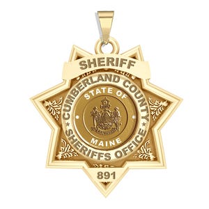 Personalized 7-Point Star Maine Sheriff Badge with Rank, Number & Dept.