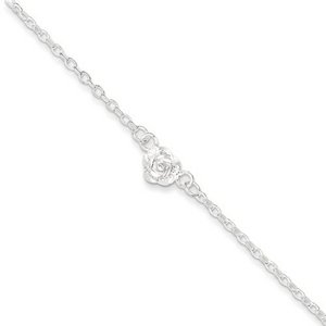 Sterling Silver 9" Sun Charm Anklet