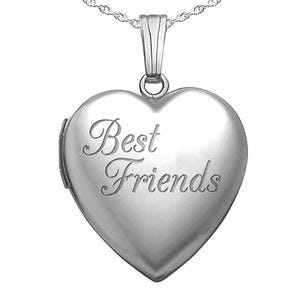 Sterling Silver "Best Friends" Heart Photo Locket