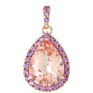 Genuine Morganite and Amethyst Pendant