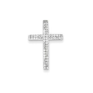 14K White Gold Diamond Cross Pendant/without chain