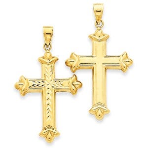 14k Reversible Diamond-cut Cross Pendant