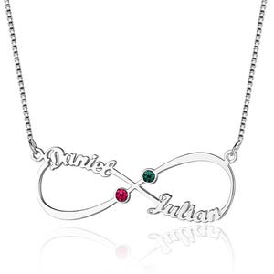 Infinity Name Necklace w/ 2 Names & Birthstones