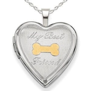Sterling Silver "My Best Friend" Dog Bone Heart Photo Locket