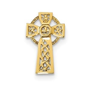 14k Polished Celtic Cross Chain Slide