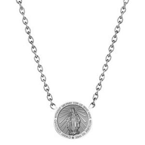 Miraculous Medal Pendant with 18 Inch Chain