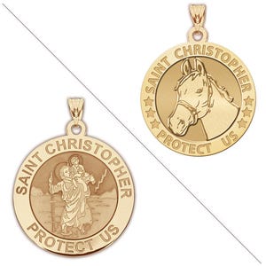 Equestrian and Horseback Riding - Saint Christopher Doubledside Sports Religious Medal "EXCLUSIVE"