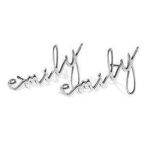 Pair Of Minimalist Script Name Earrings